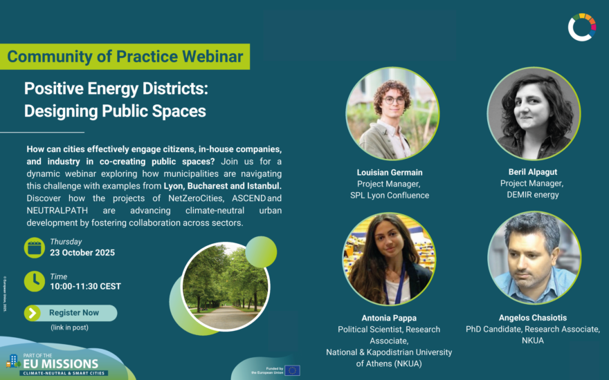 Community of Practice webinar on Positive Energy Districts: Designing Public Spaces.